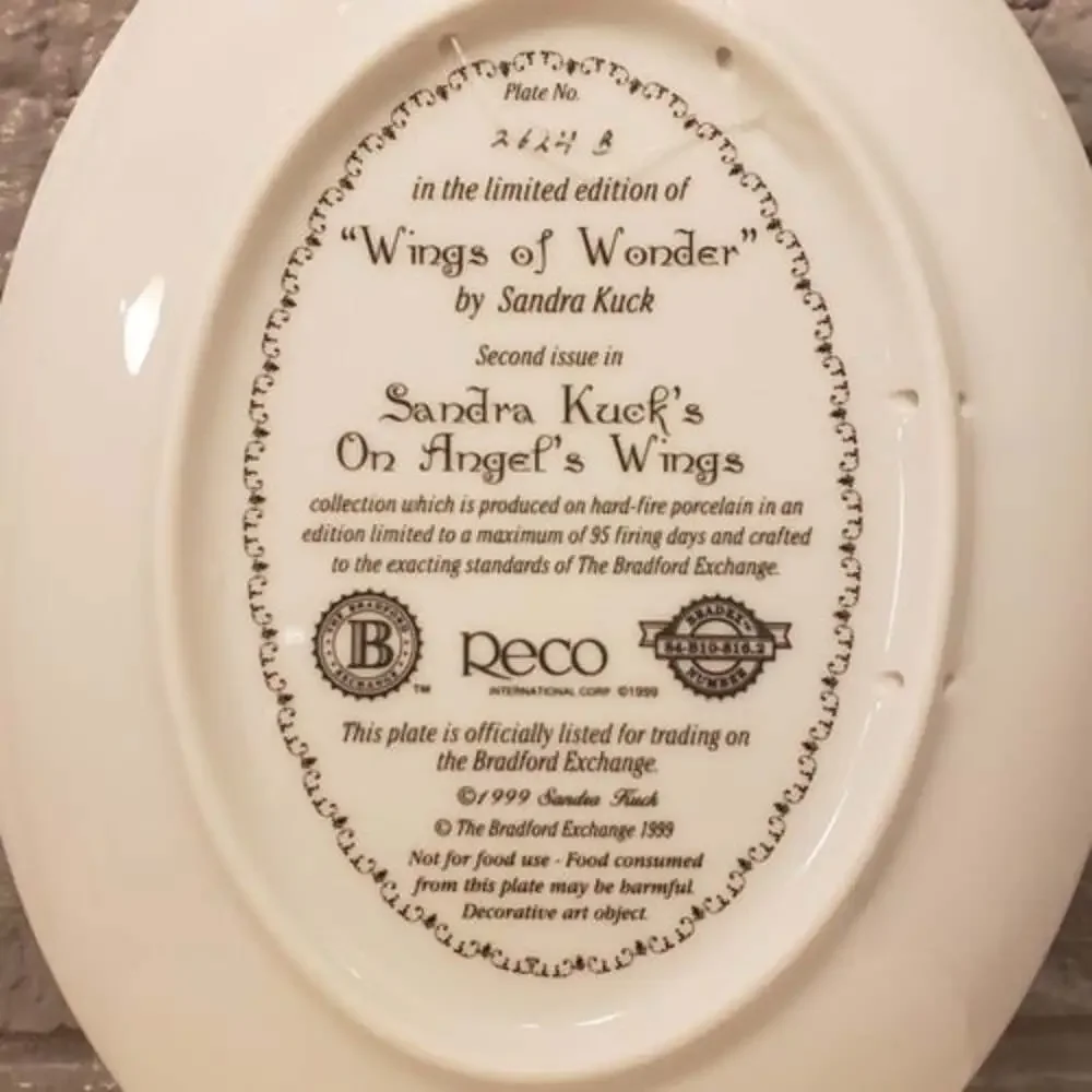 Wings Of Wonder Plate by Sandra Kuck #2624 From On Angels Wings Collection 1999